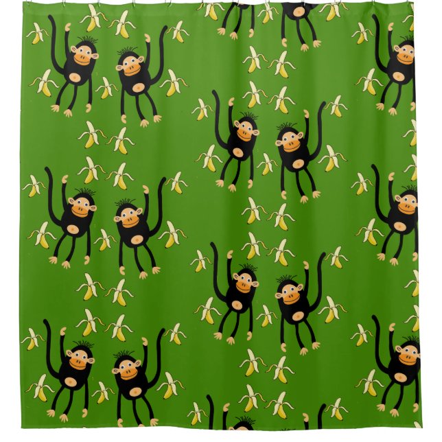 Cute Little Kid Monkey Shower Curtain (Front)