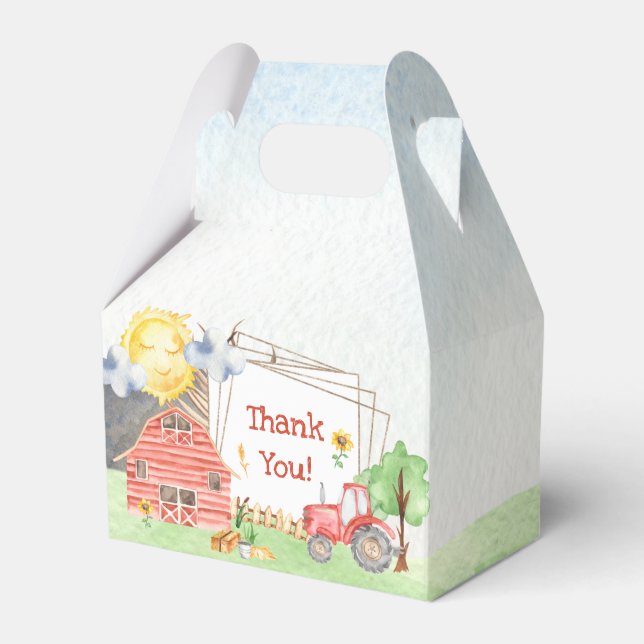 Cute Little Kids Farm Birthday Party Thank You Favour Box (Front Side)
