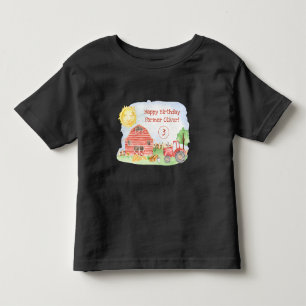 Cute Little Kids Happy Birthday Farmer Boy Toddler T-Shirt