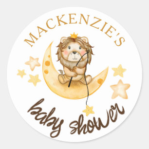 Cute Little King Safari Lion Baby Shower Boy Classic Round Sticker