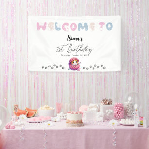 Cute Little Kitten 1st Birthday Party Banner