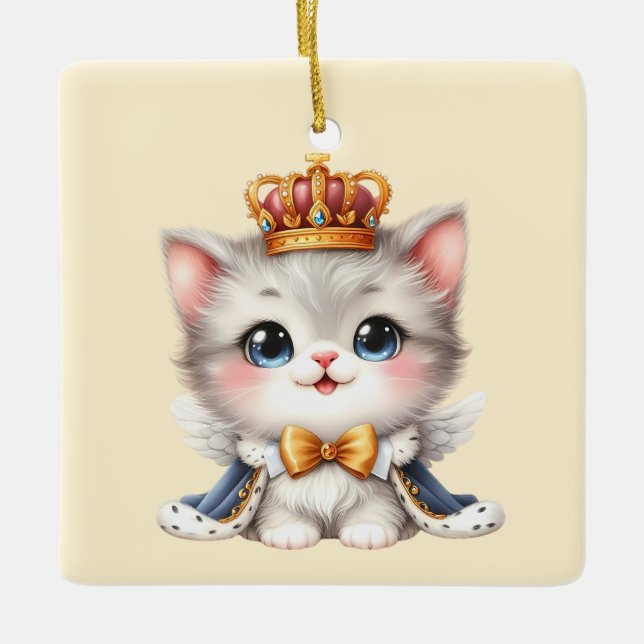 Cute little Kitten Prince Ceramic Ornament (Front)