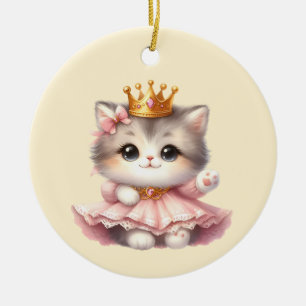 Cute little Kitten Princess Ceramic Tree Decoration