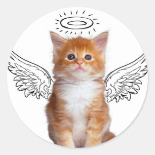 Cute little kitten with wings classic round sticker