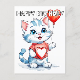 Cute Little Kitty Cat Happy Birthday Postcard