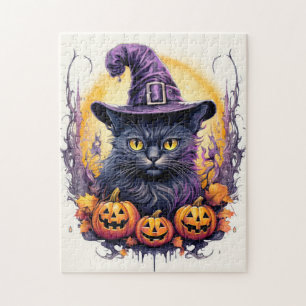 Cute Little Kitty Cat Witch Jigsaw Puzzle