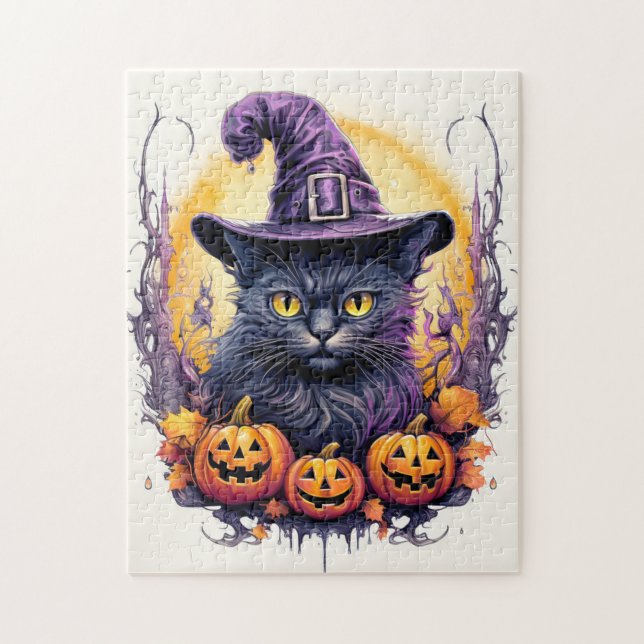 Cute Little Kitty Cat Witch Jigsaw Puzzle (Vertical)