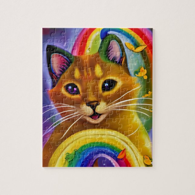 Cute Little Kitty with Rainbow colours, Cat Jigsaw Puzzle (Vertical)