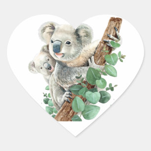 Cute Little Koala Bear Australian Animal Art  Heart Sticker
