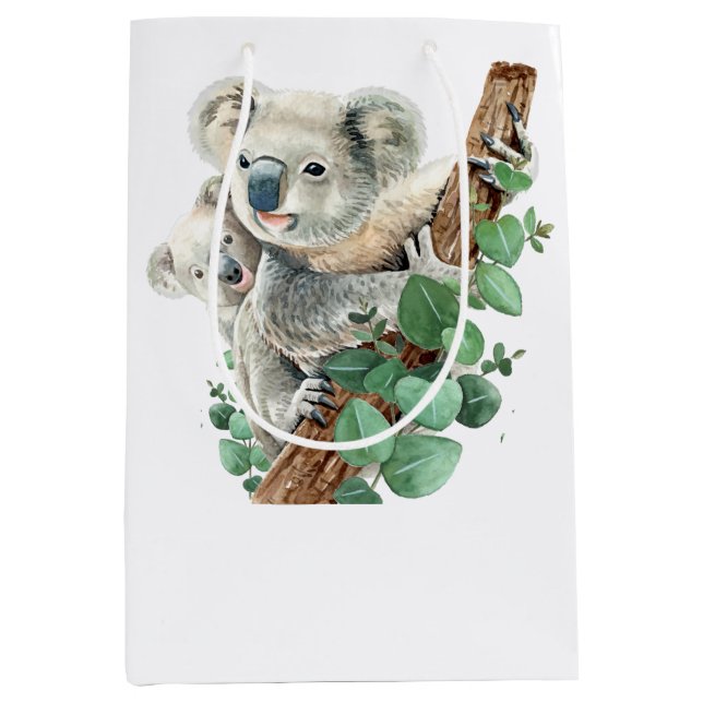 Cute Little Koala Bear Australian Animal Art    Medium Gift Bag (Front)