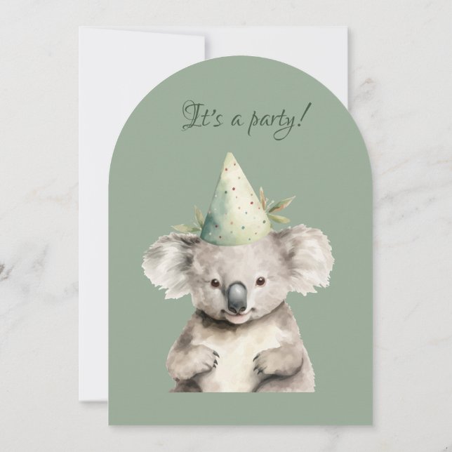Cute Little Koala Bear Australian Animal Birthday Invitation (Back)
