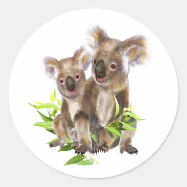 Cute Little Koala Bear Australian Animal  Classic Round Sticker (Front)