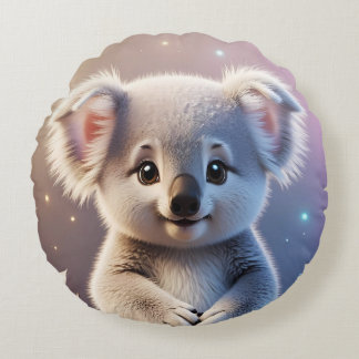 Cute Little Koala Fantasy Dreamy Gradient Round Cushion
