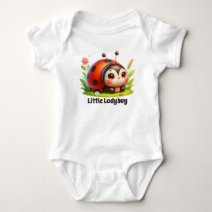 Cute little ladybug add text girls  baby bodysuit