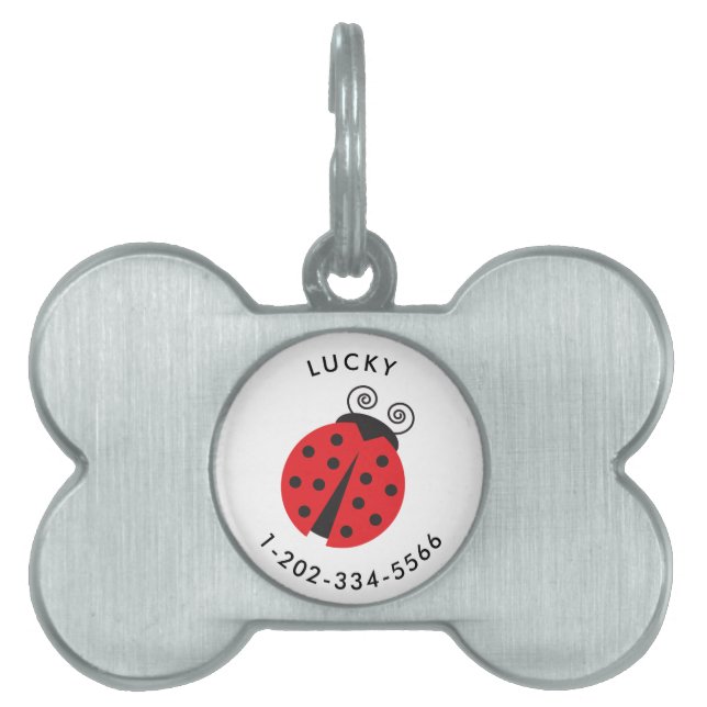 Cute Little Ladybug Dog Tag With Telephone Number (Front)
