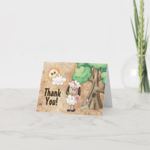Cute Little Lamb and Flowers Sheep Thank You