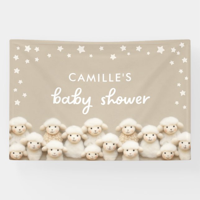 Cute Little Lamb Baby Shower Banner (Horizontal)