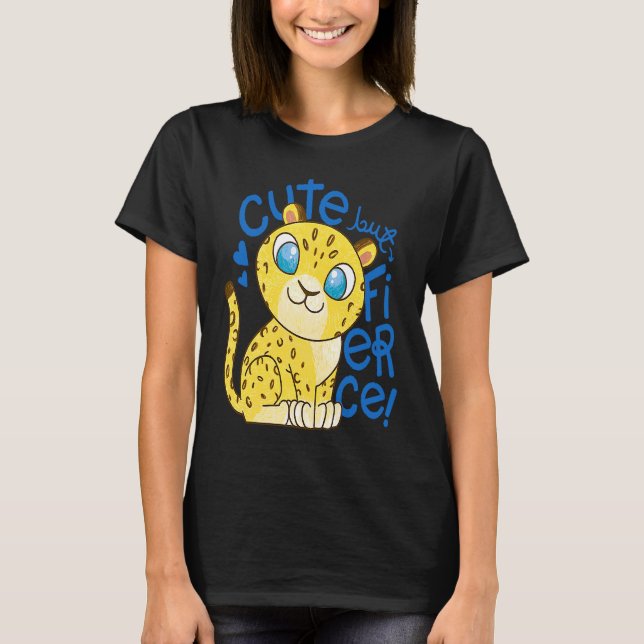 Cute Little Leopard Kids   Cute But Fierce Cat T-Shirt (Front)