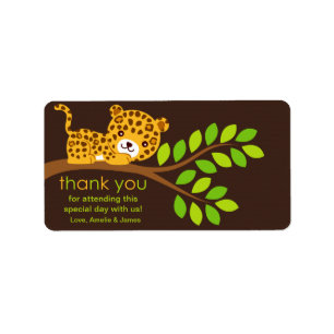 Cute Little Leopard Thank You Label