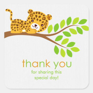 Cute Little Leopard Thank You Sticker