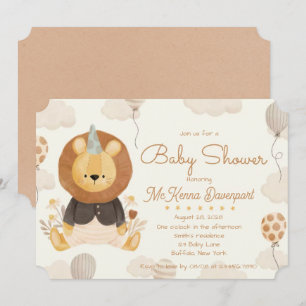 Cute Little Lion Boy Baby Shower Invitation