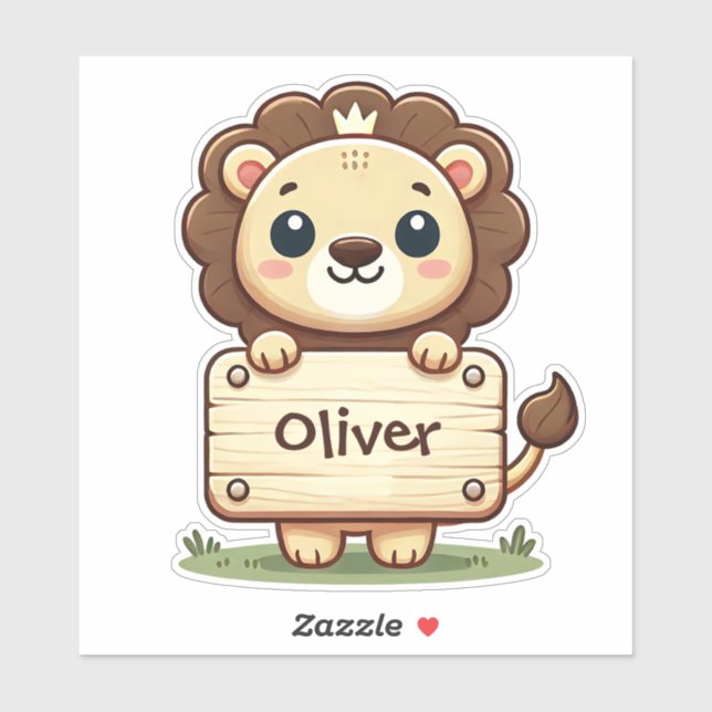 Cute Little Lion with a Name Sign (Sheet)