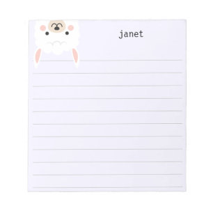 Cute Little Llama, Purple Personalised Lined Notepad