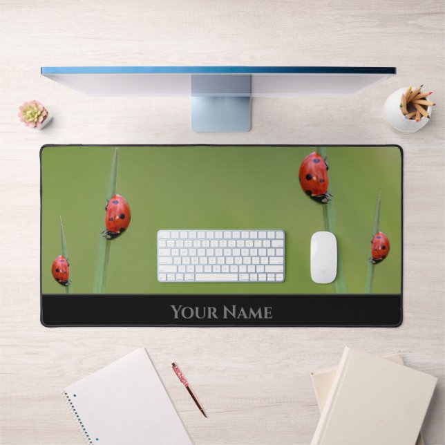 Cute little lucky ladybug for a positive mindset desk mat (Office 1)
