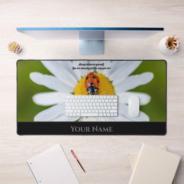 Cute little lucky ladybug for a positive mindset desk mat (Office 1)