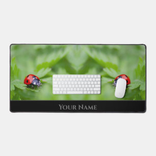 Cute little lucky ladybugs for a positive mindset desk mat