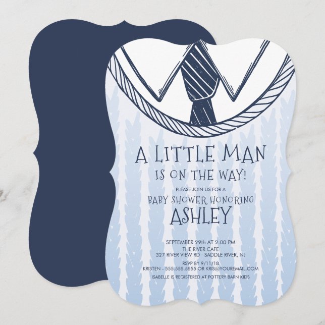 Cute Little Man Baby Shower Invitation (Front/Back)