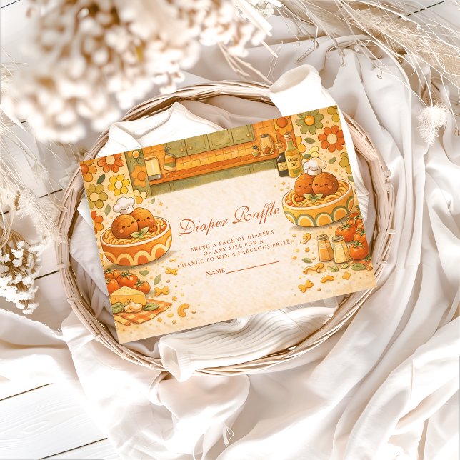 Cute Little Meatball Baby Shower Diapper Raffle Enclosure Card (Creator Uploaded)