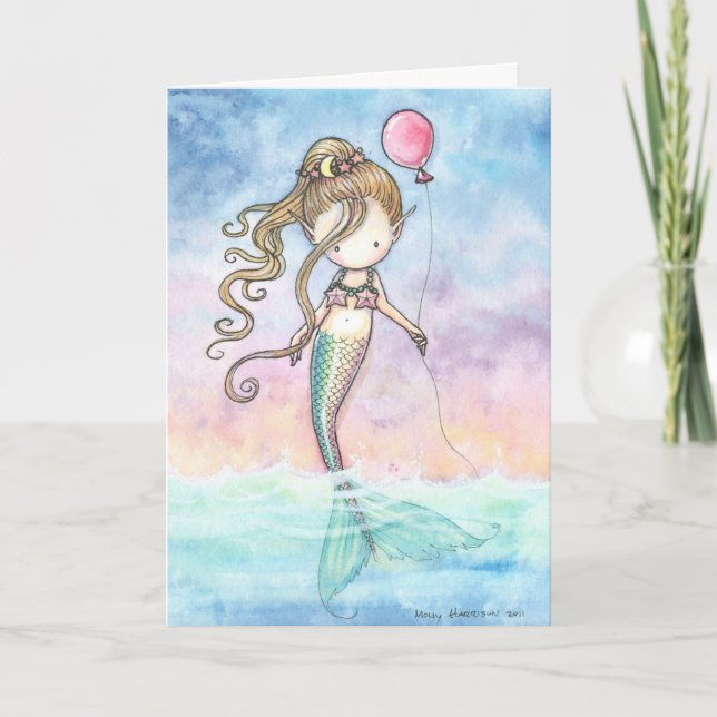 Cute Little Mermaid Birthday Card (Front)