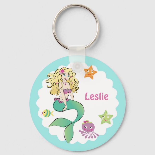 Cute Little Mermaid Key Ring (Front)