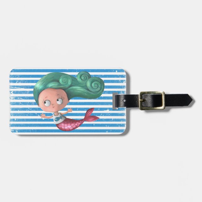Cute Little Mermaid Luggage Tag (Front Horizontal)