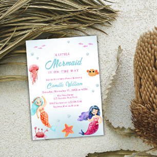 Cute Little Mermaid Ocean Coral Baby Shower  Invitation
