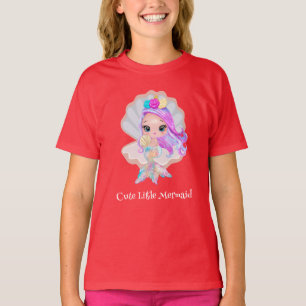 Cute little mermaid rainbow colourful birthday kid T-Shirt