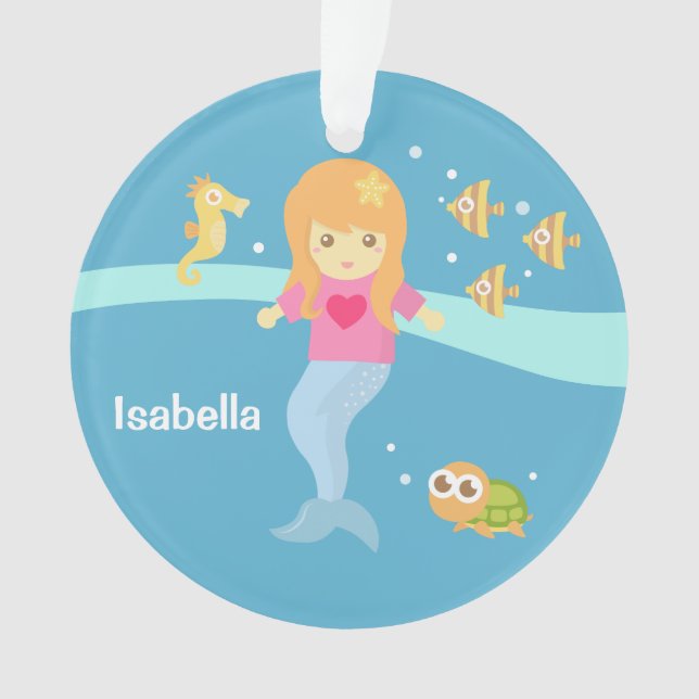 Cute Little Mermaid Sea Creatures Girls Room Ornament (Front)