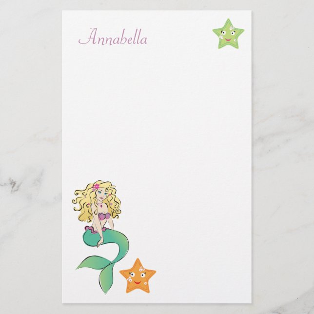 Cute Little Mermaid Stationery (Front)