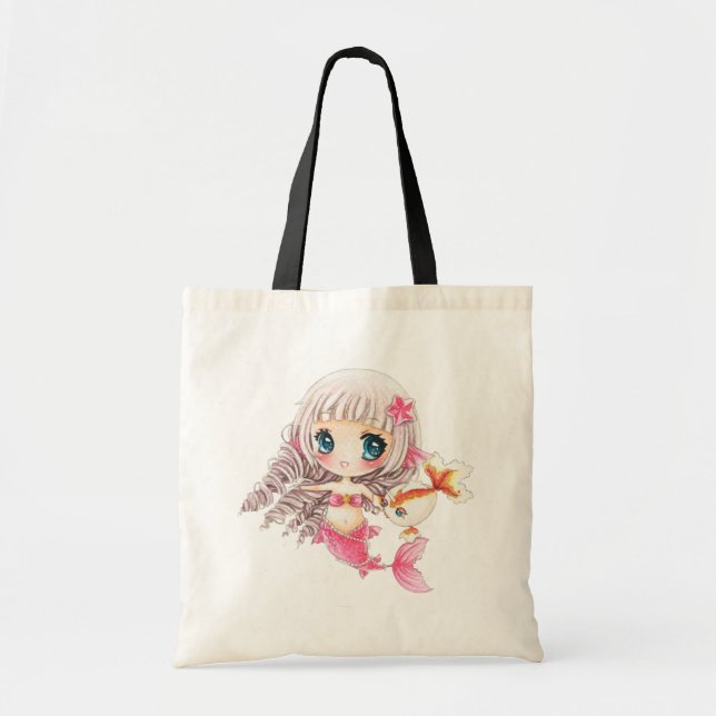 Cute little mermaid tote bag (Front)