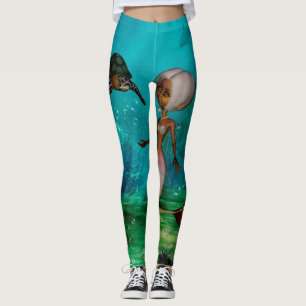 Cute little mermaid with turtle leggings