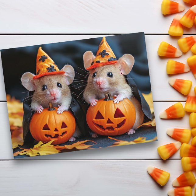 Cute little  Mice Halloween Pumpkins Postcard (Creator Uploaded)