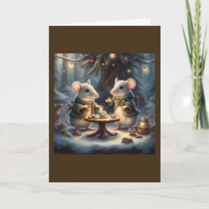 Cute Little Mice Under the Christmas tree  Card