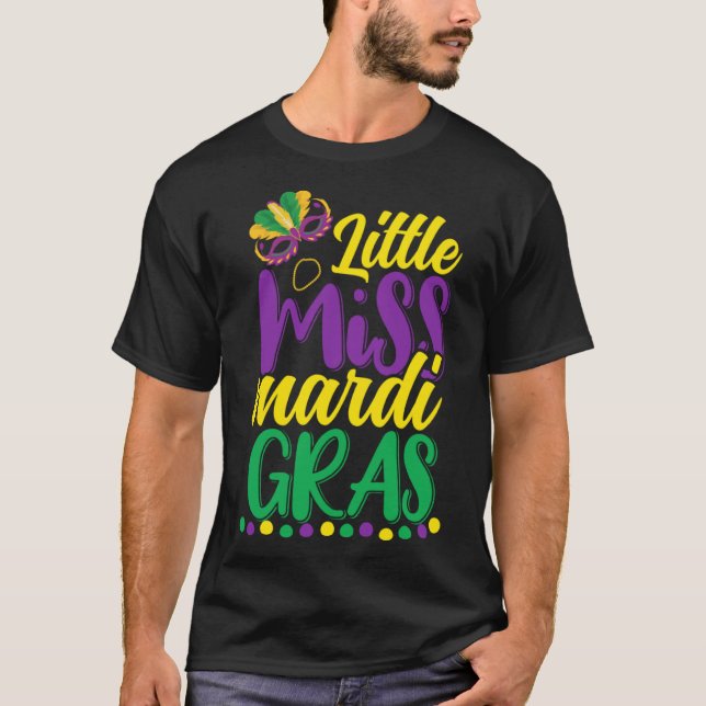 Cute Little Miss Mardi Gras 2024 Beads Womens Girl T-Shirt (Front)