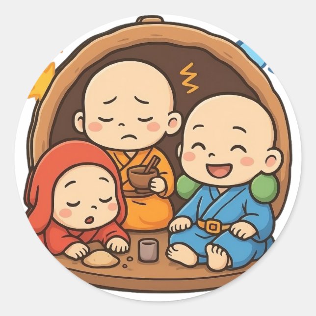 Cute Little Monk Sticker (Front)