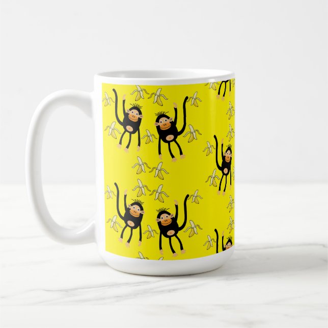 Cute Little Monkey And Bananas Coffee Mug (Left)