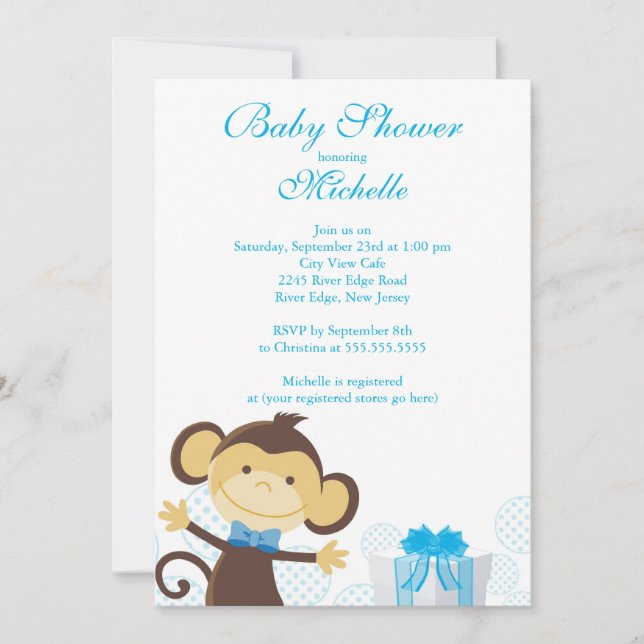 Cute Little Monkey Baby Shower Invitation (Front)