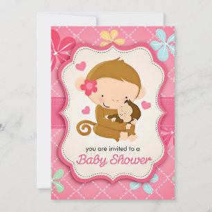 Cute Little Monkey Baby Shower Invitation