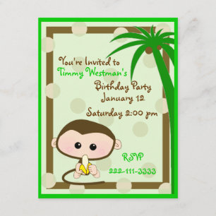 Cute Little Monkey Birthday Invitation
