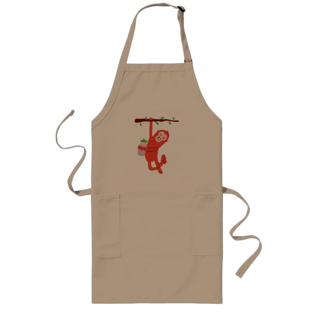Cute Little Monkey Design Long Apron (Front)